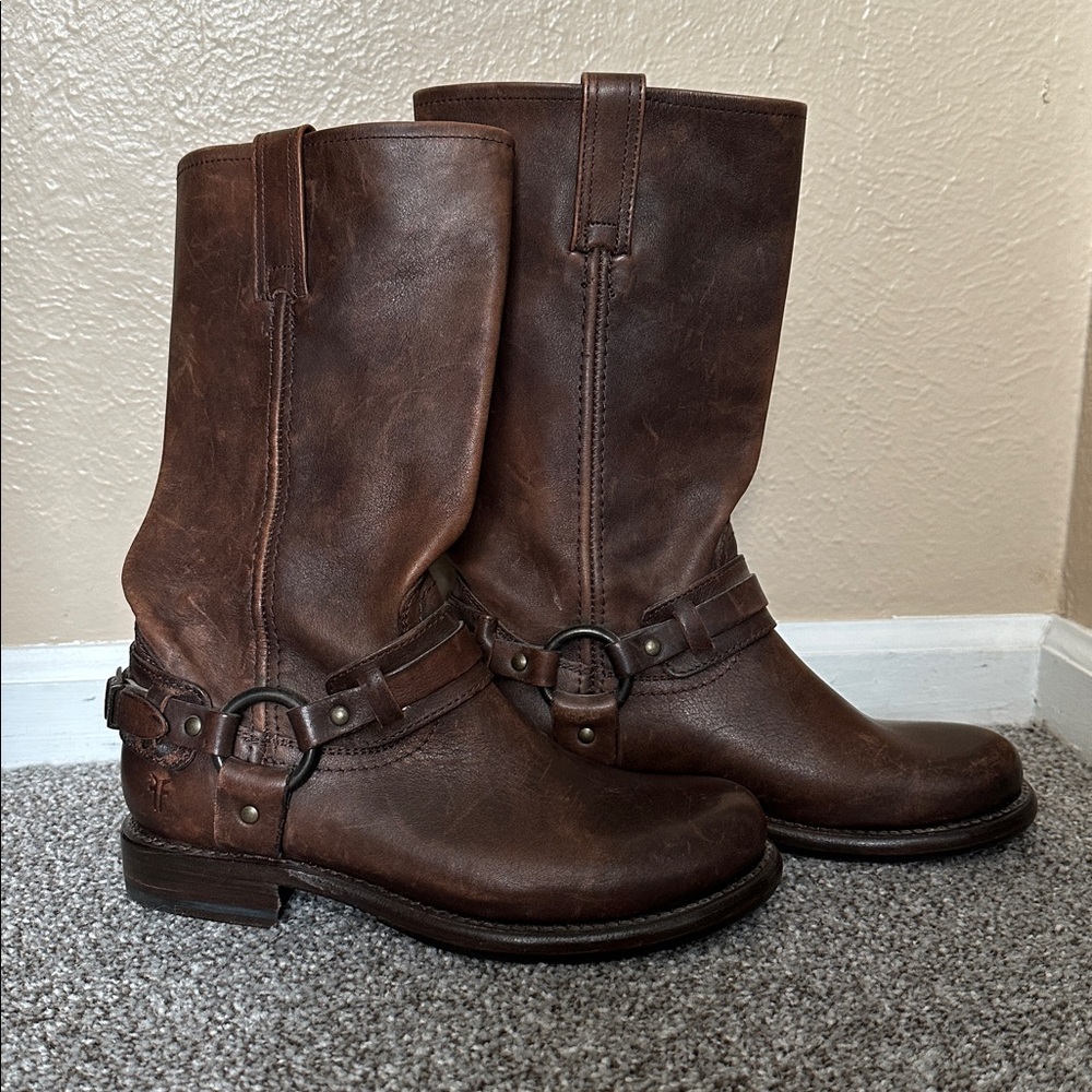 Frye Brown Leather Heeled Boots - Picture 4 of 4